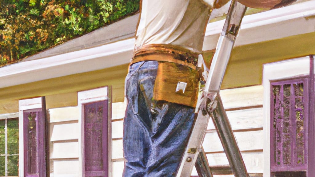 Man climbing ladder on Waldorf, Maryland home to replace roof