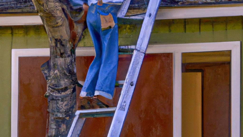 Man climbing ladder on Walnut Creek, California home to replace roof