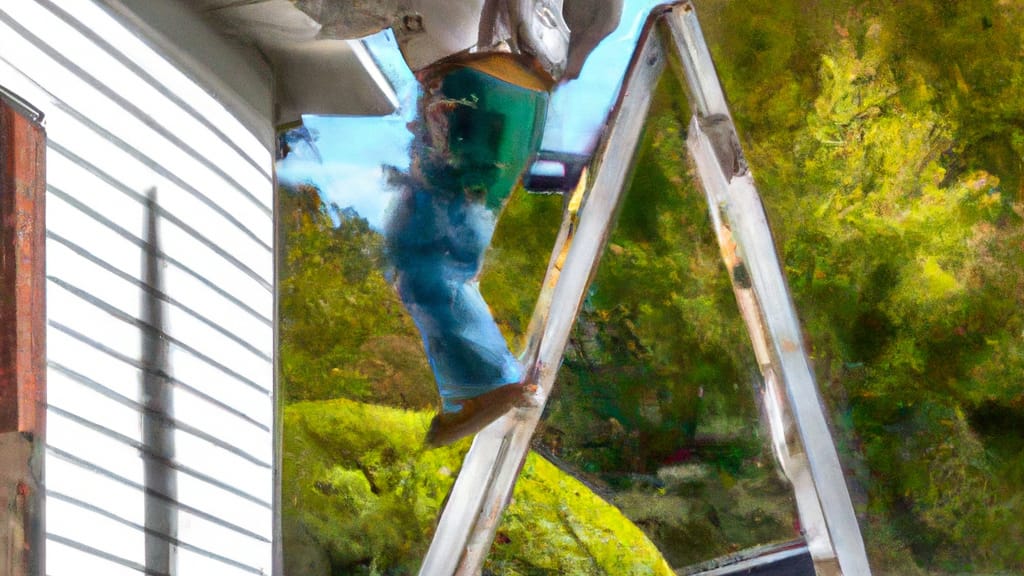 Man climbing ladder on Warner Robins, Georgia home to replace roof