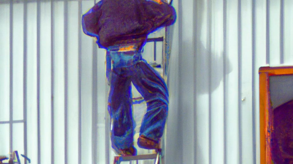 Man climbing ladder on Wasilla, Alaska home to replace roof