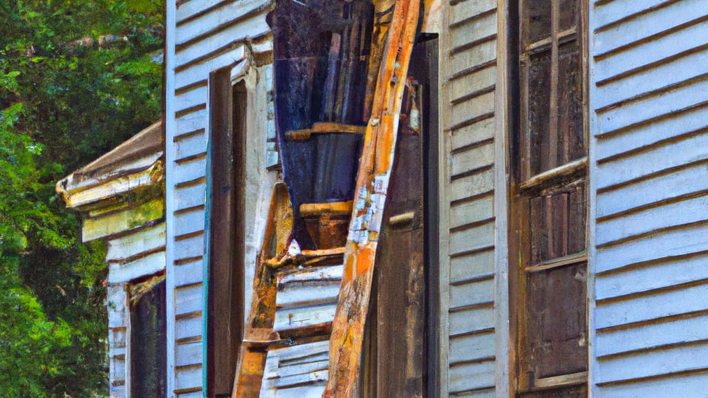 Man climbing ladder on Webster, Texas home to replace roof