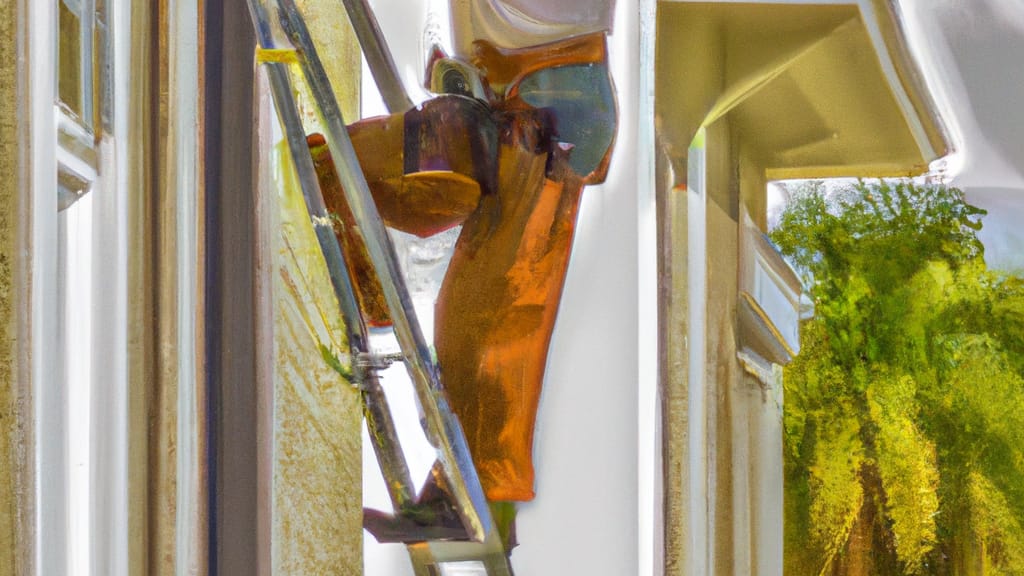 Man climbing ladder on Wellington, Florida home to replace roof