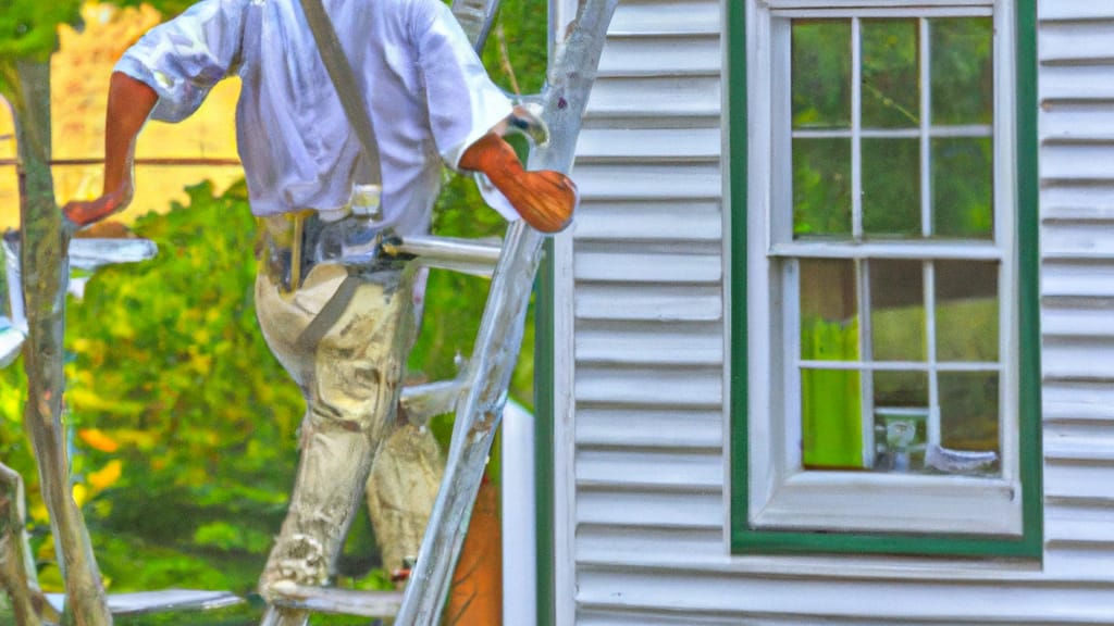 Man climbing ladder on Wells, Maine home to replace roof