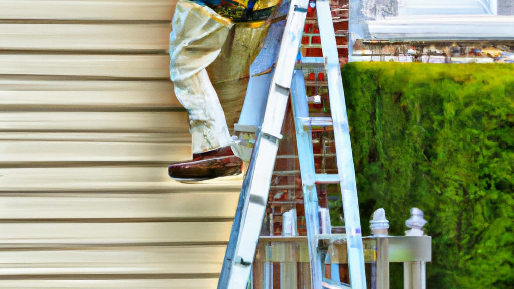 Man climbing ladder on West Chester, Pennsylvania home to replace roof