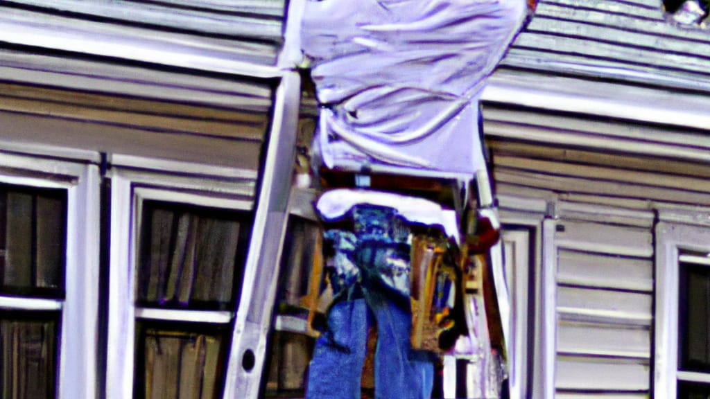 Man climbing ladder on West Monroe, Louisiana home to replace roof