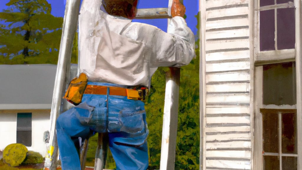 Man climbing ladder on West Point, Mississippi home to replace roof