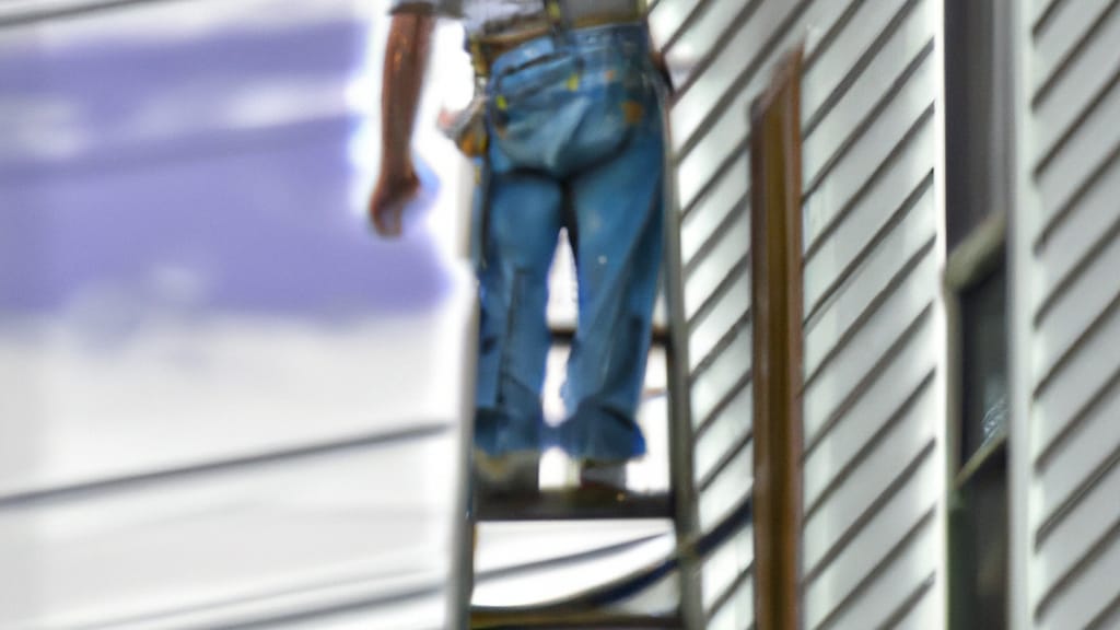 Man climbing ladder on Whitinsville, Massachusetts home to replace roof