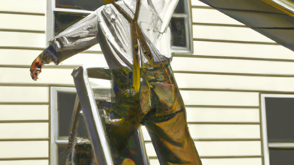 Man climbing ladder on Willmar, Minnesota home to replace roof