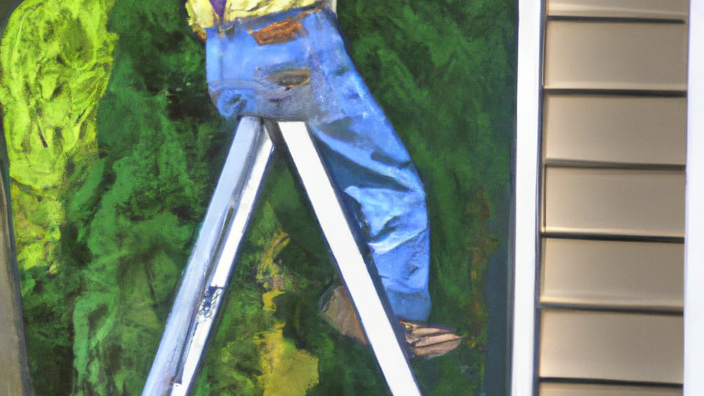 Man climbing ladder on Willow Springs, Illinois home to replace roof