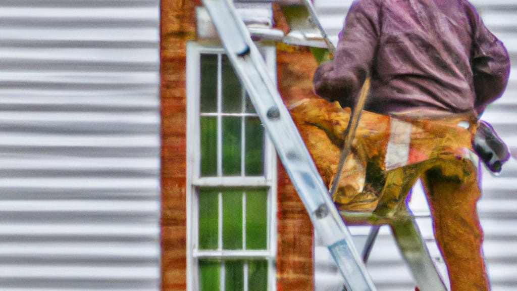Man climbing ladder on Wilmore, Kentucky home to replace roof