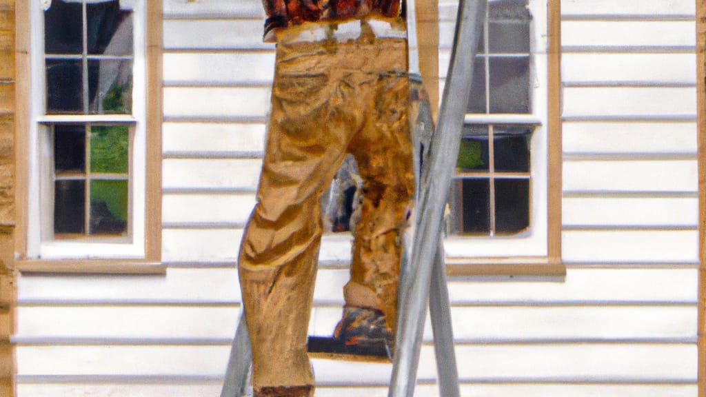 Man climbing ladder on Winona, Minnesota home to replace roof