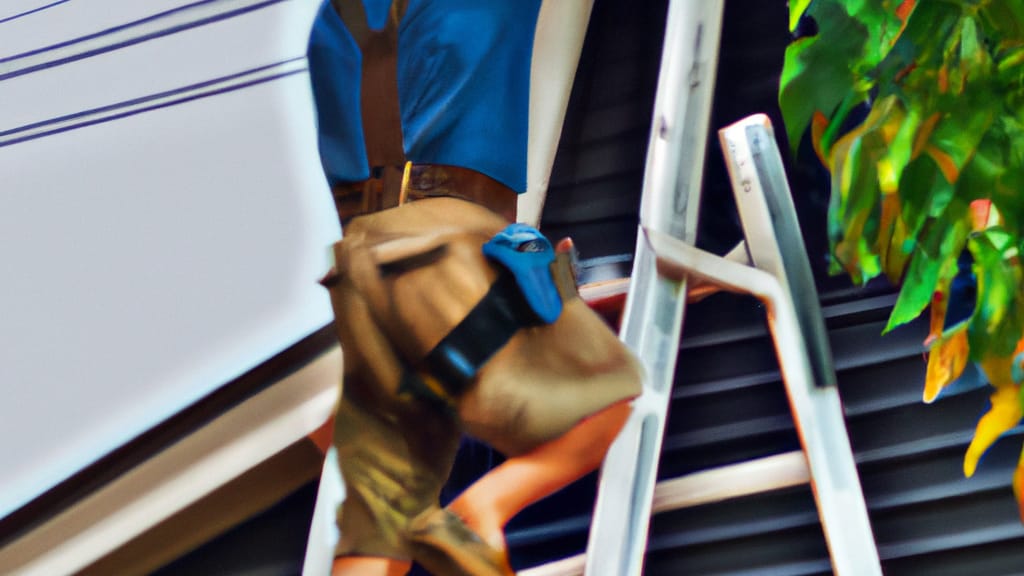 Man climbing ladder on Winston Salem, North Carolina home to replace roof