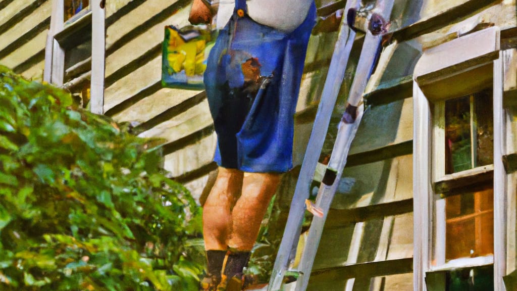 Man climbing ladder on Woodlyn, Pennsylvania home to replace roof