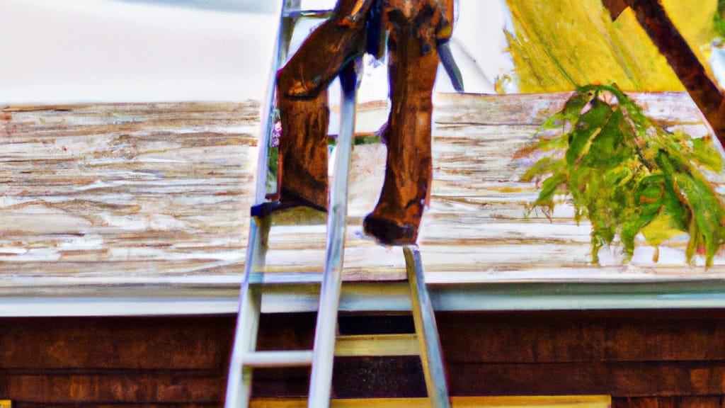 Man climbing ladder on Woods Cross, Utah home to replace roof