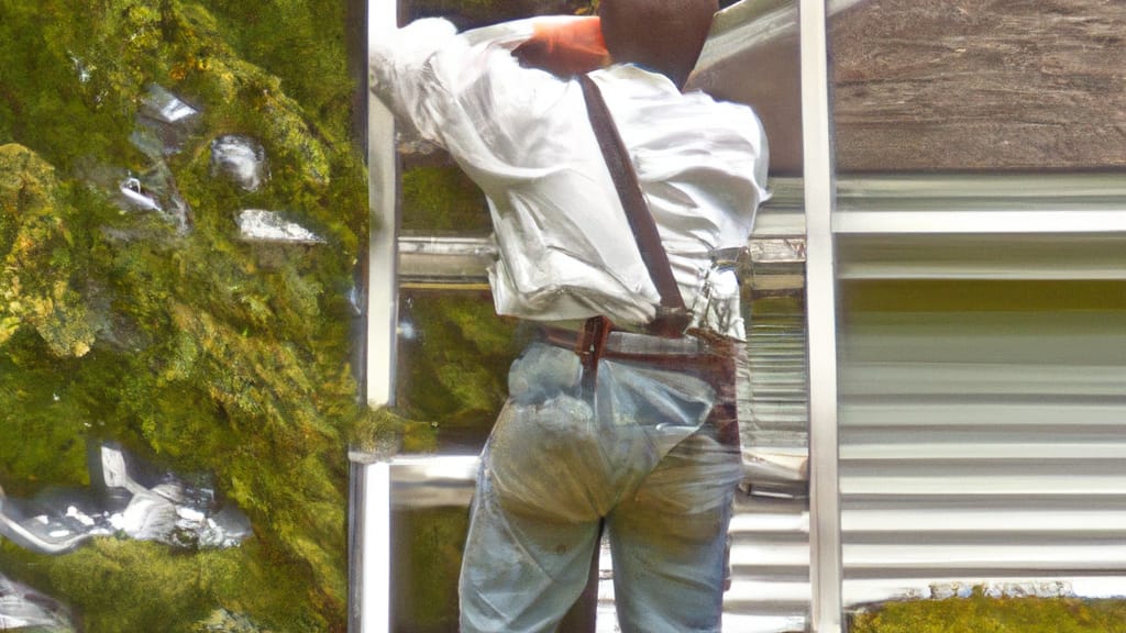 Man climbing ladder on Wrentham, Massachusetts home to replace roof