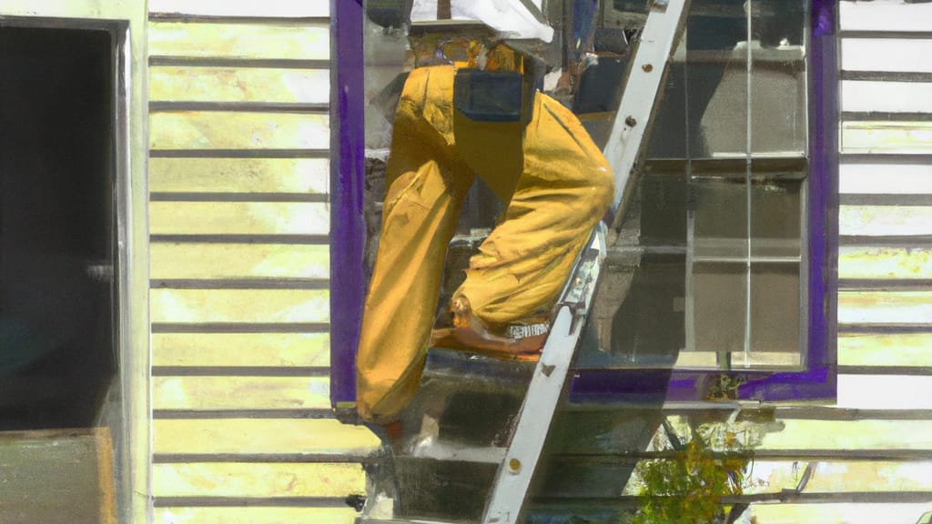 Man climbing ladder on Yoakum, Texas home to replace roof