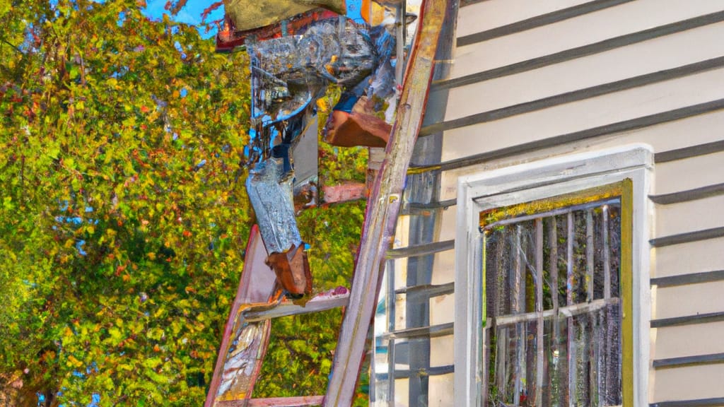 Man climbing ladder on Zachary, Louisiana home to replace roof