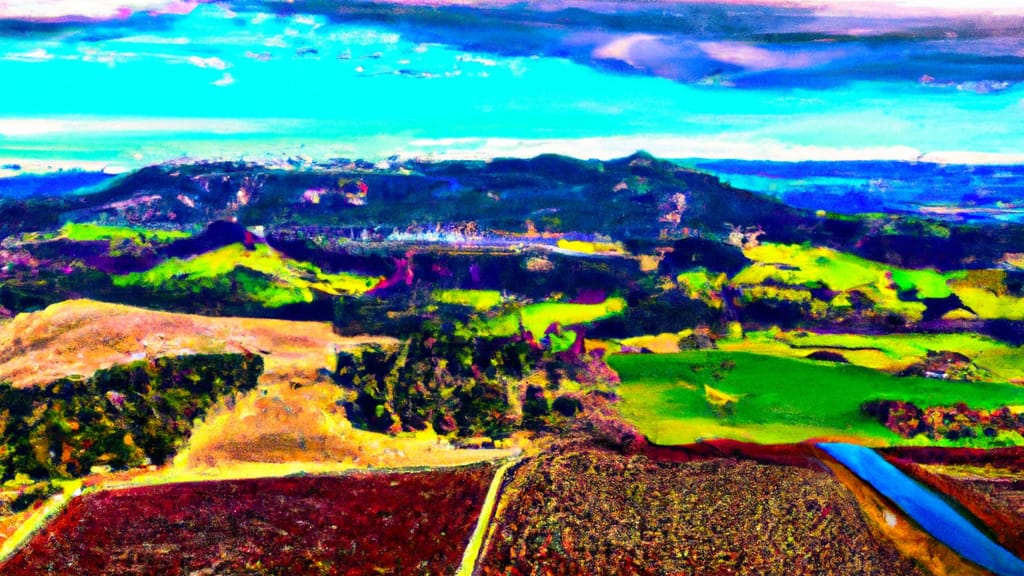 Saint Helena, California painted from the sky