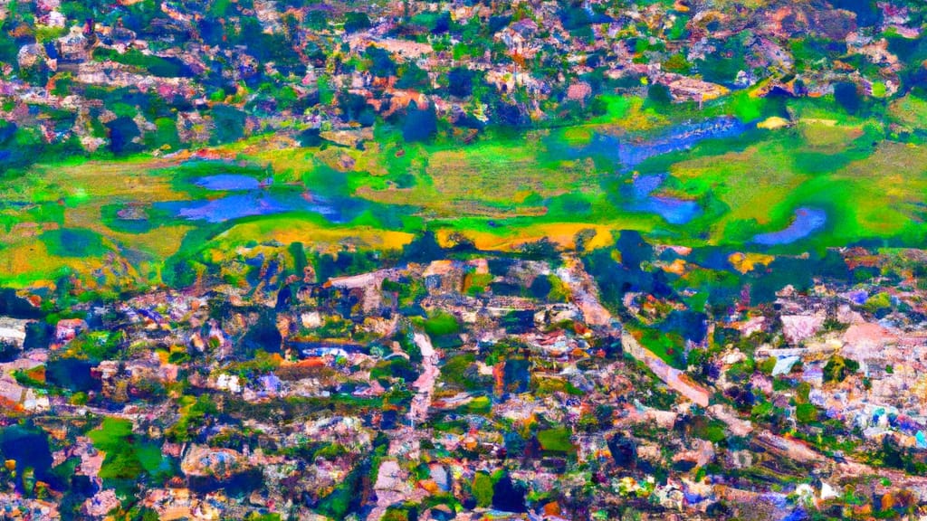 San Gabriel, California painted from the sky
