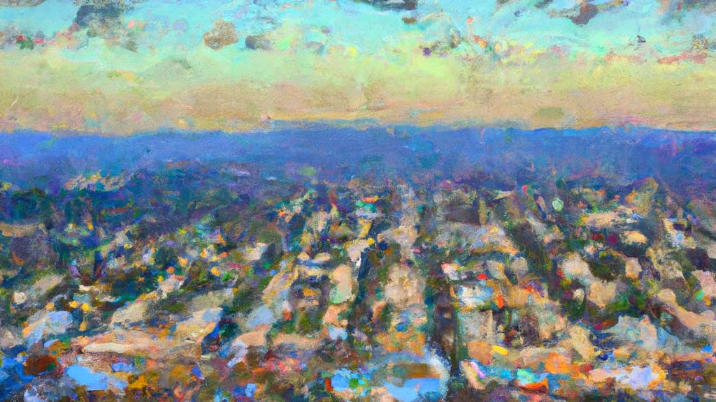Santa Monica, California painted from the sky