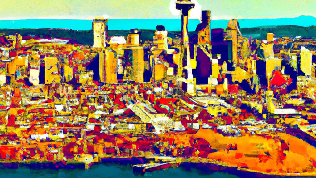 Seattle, Washington painted from the sky