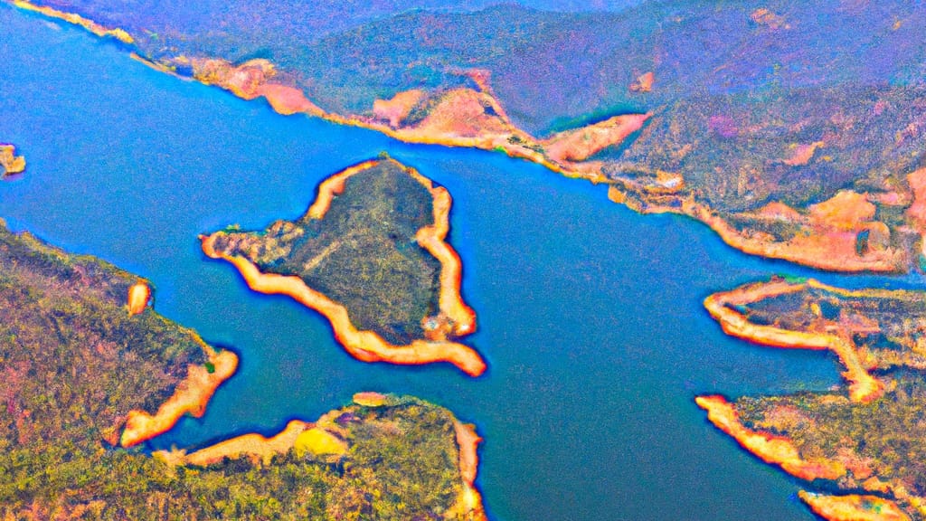 Shasta Lake, California painted from the sky