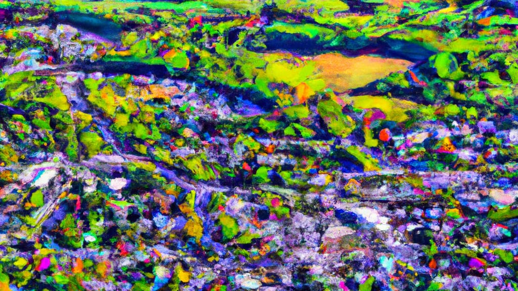 South Hadley, Massachusetts painted from the sky