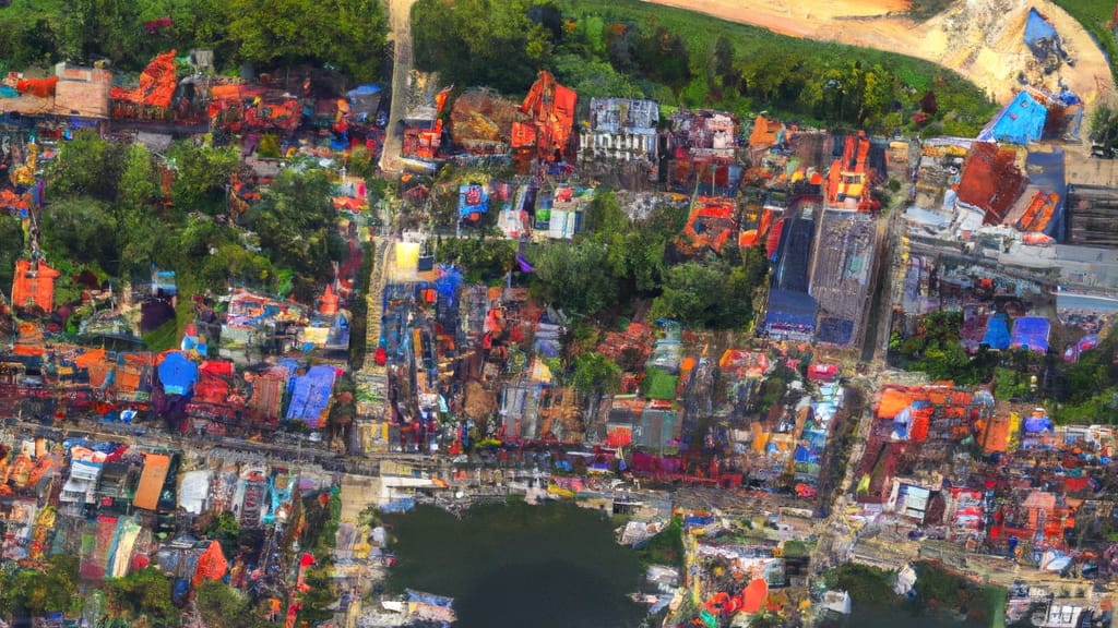 South Haven, Michigan painted from the sky