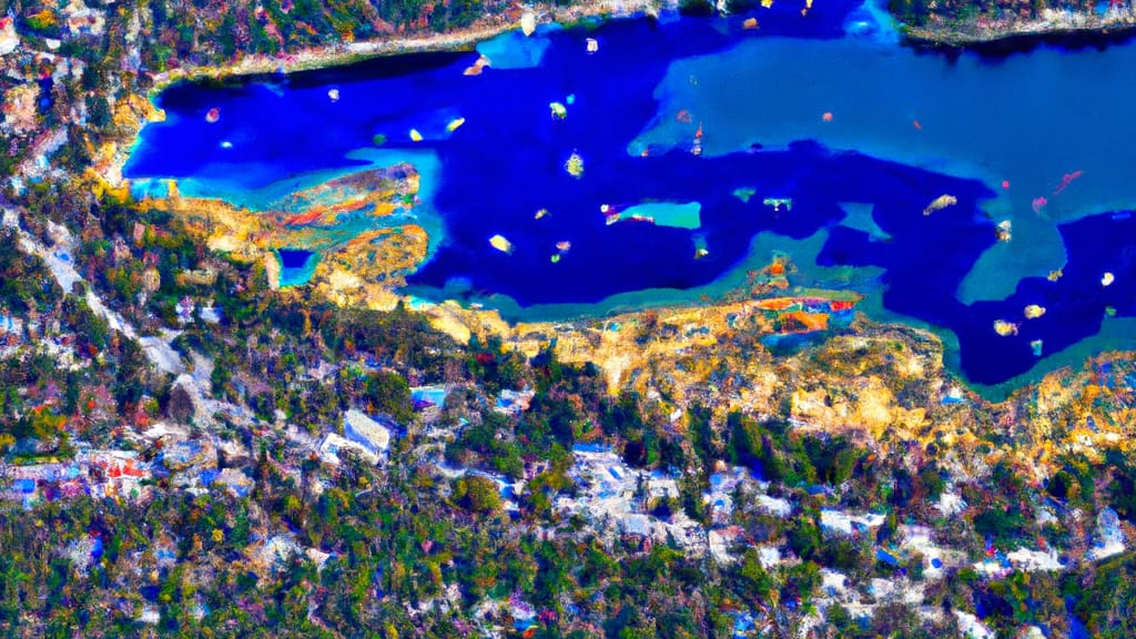 South Lake Tahoe, California painted from the sky