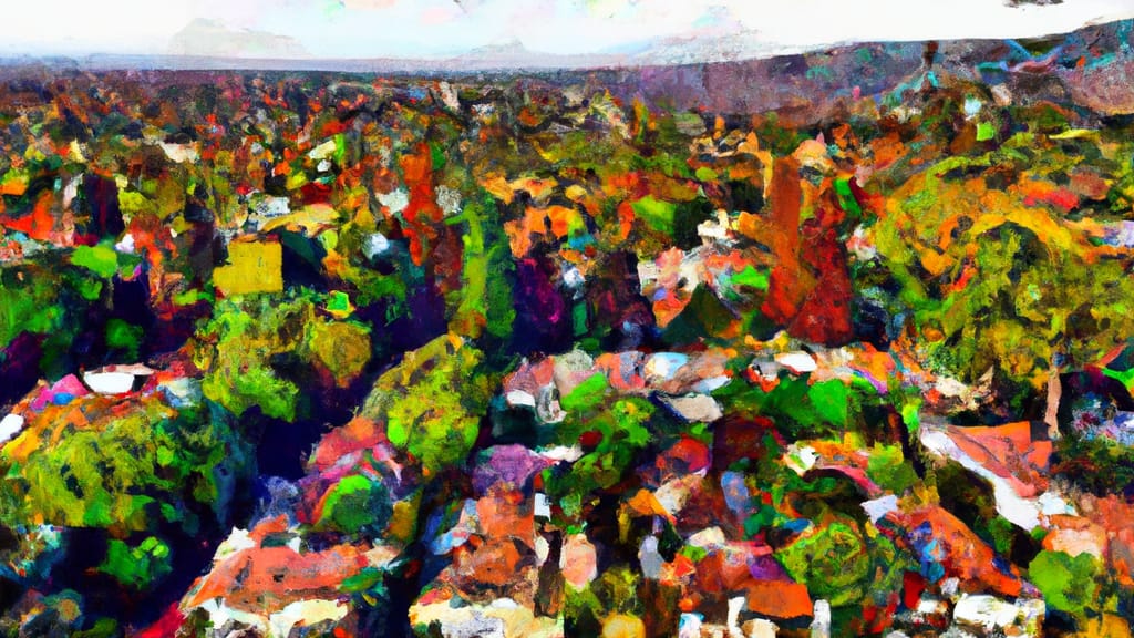 South Pasadena, California painted from the sky