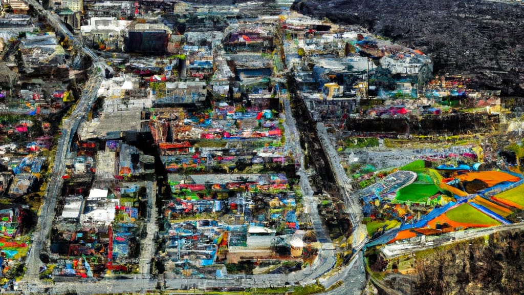 Towson, Maryland painted from the sky