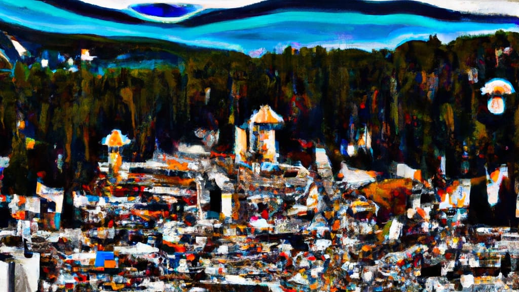 Truckee, California painted from the sky