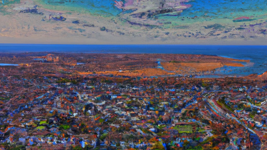 West Sayville, New York painted from the sky