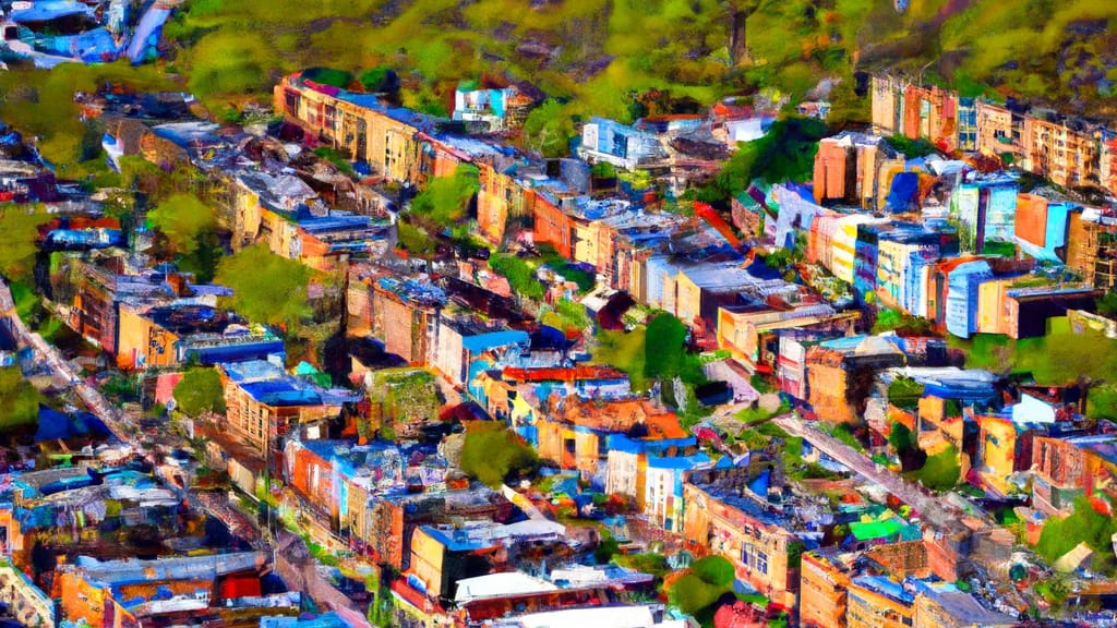 Yonkers, New York painted from the sky