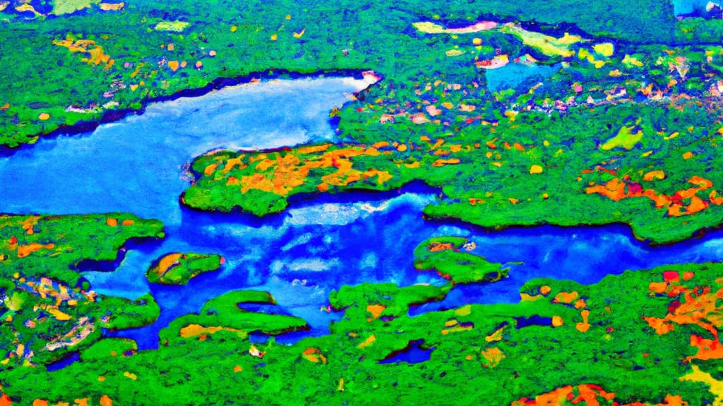 Ballston Lake, New York painted from the sky