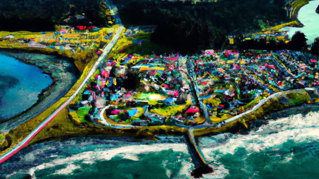 Crescent City, California painted from the sky