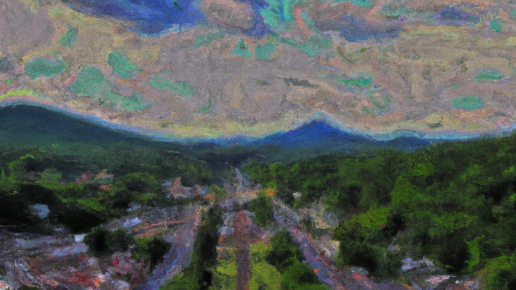 Dahlonega, Georgia painted from the sky