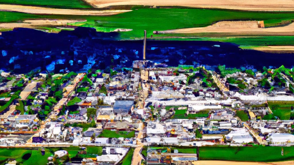 Dallas Center, Iowa painted from the sky