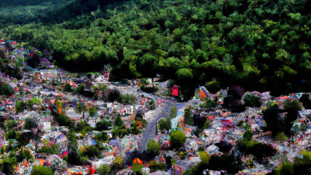 Frenchtown, New Jersey painted from the sky