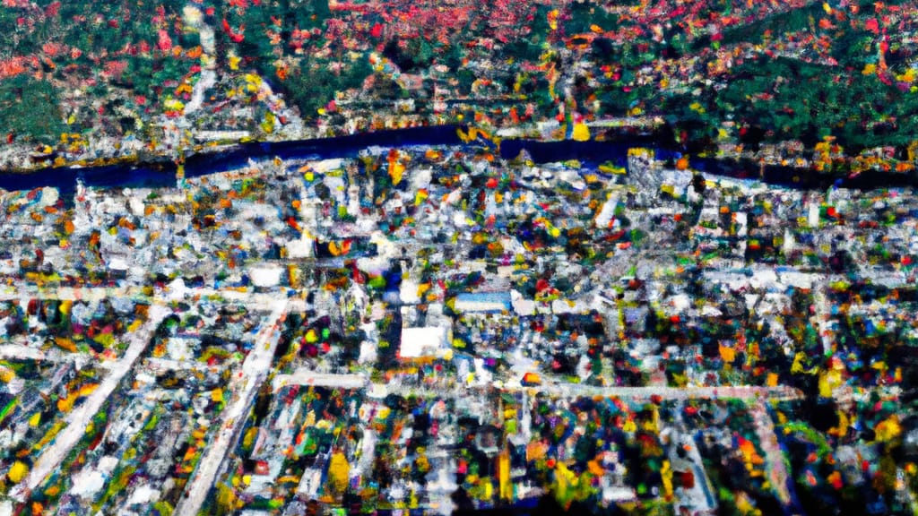 Henniker, New Hampshire painted from the sky