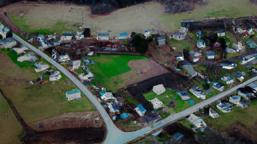 Jamison, Pennsylvania painted from the sky