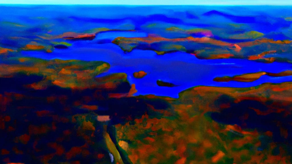 Loch Sheldrake, New York painted from the sky