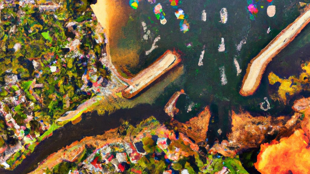 Riverside, Rhode Island painted from the sky