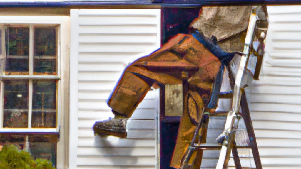 Man climbing ladder on Baldwin, Maryland home to replace roof