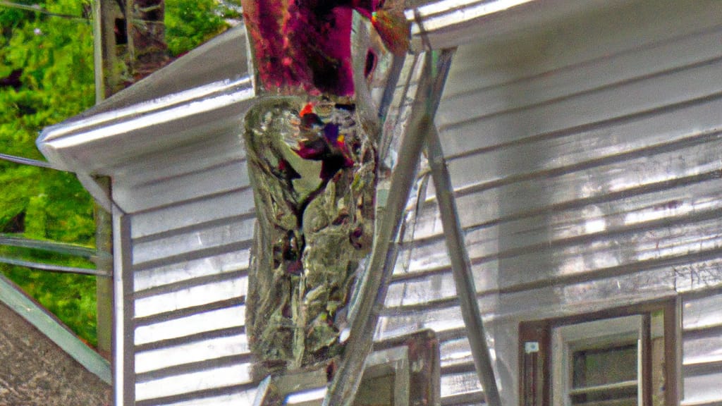 Man climbing ladder on Blackwood, New Jersey home to replace roof