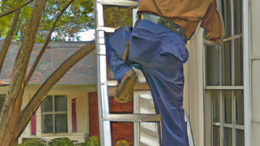 Man climbing ladder on Bloomingdale, Georgia home to replace roof
