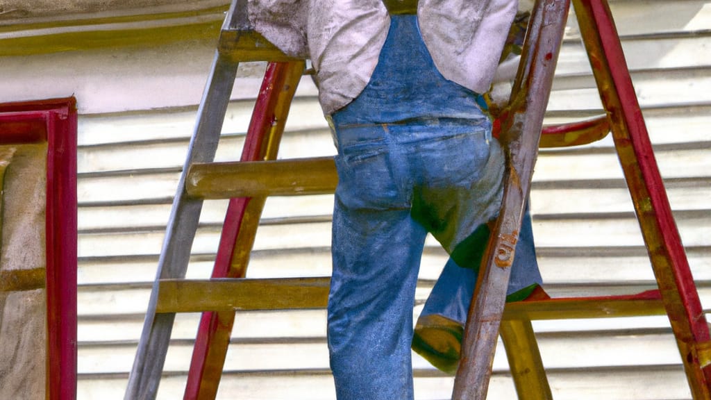 Man climbing ladder on Box Elder, South Dakota home to replace roof