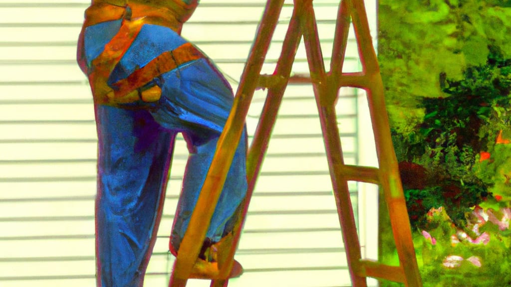 Man climbing ladder on Brandywine, Maryland home to replace roof