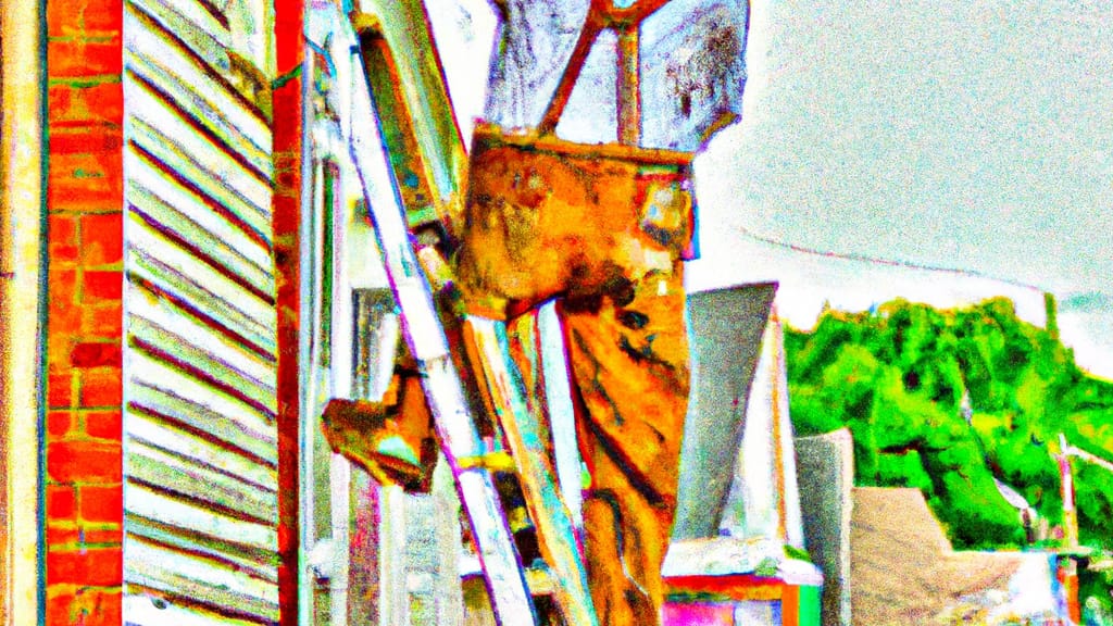 Man climbing ladder on Buckner, Kentucky home to replace roof