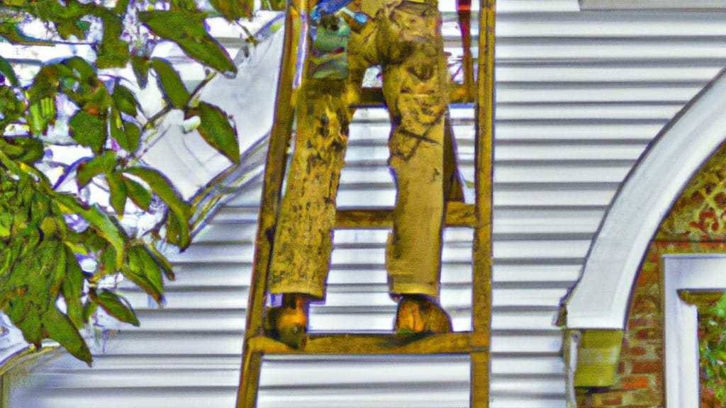 Man climbing ladder on Chapel Hill, Tennessee home to replace roof